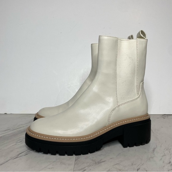 Open Edit Mya White Faux Leather Lug Sole Chelsea Boot 8M - Picture 15 of 15